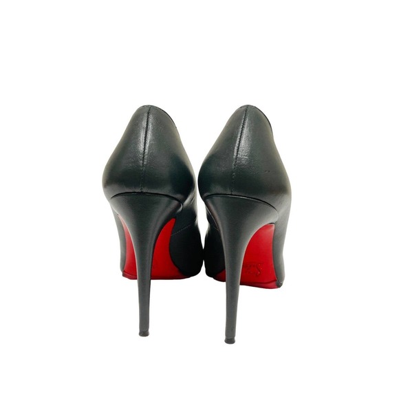 CHRISTIAN LOUBOUTIN Dark Gray Leather Round Toe Fifi 100mm Pumps Heels 37 - Picture 5 of 9